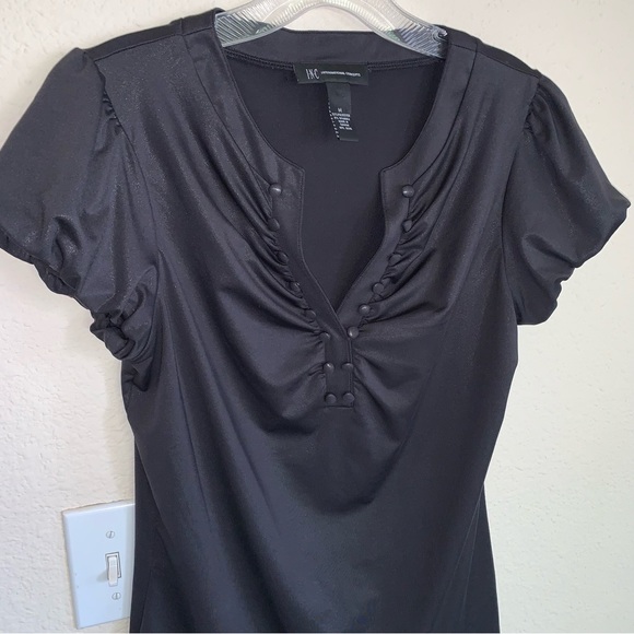 Black Puff Sleeve Button Detail Top - Picture 6 of 12